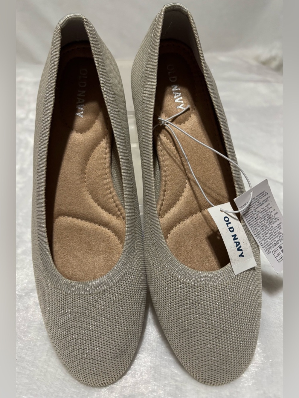 Women's OLD NAVY cozy cashmere shimmery slip-on knit upper ballet flats